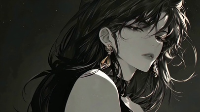 暗夜里的碎光长发少女