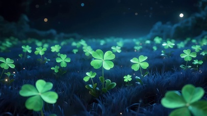 夜晚四叶草草原