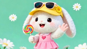 拿棒棒糖小兔子