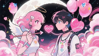 像素画风粉情侣贴贴