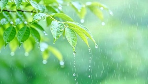 护眼绿叶小雨4K