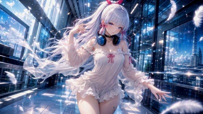 蓝色都市白发少女
