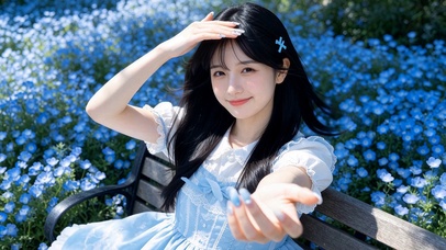 花海里的少女