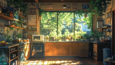阳光清新小屋厨房