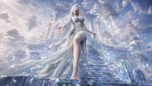 云巅水晶天宫白发女神