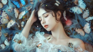 蝴蝶美少女闭眼