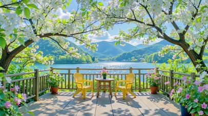 花开时节的湖光露台
