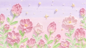 粉玫缀云，星落花田