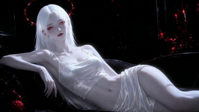暗黑风白发红瞳性感美少女