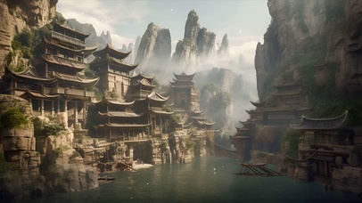 唯美深山庭院
