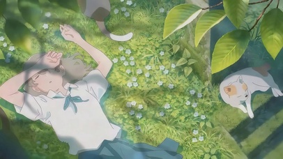 夏日午后慵懒的少女与猫