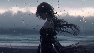 二次元美女炫酷雨夜