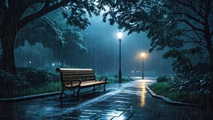 【雨景】夜晚的公园