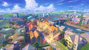 唯美治愈村落风景