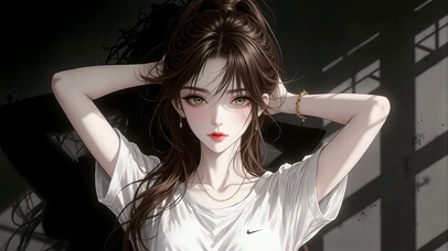 白T清纯高马尾女孩