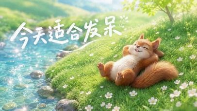 溪边小松鼠的悠闲发呆时光