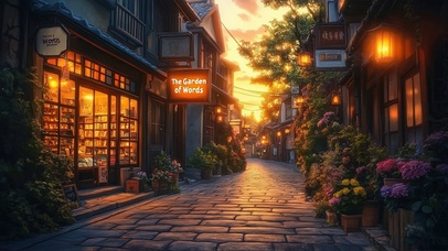 傍晚黄昏静谧商店街道