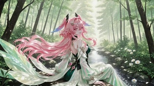 林间溪边女孩莉奈娅