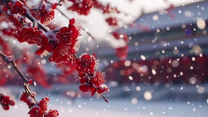 红梅雪景