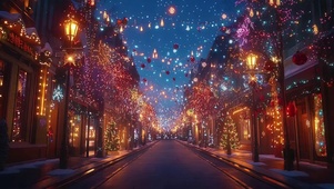 星空圣诞氛围彩灯街道