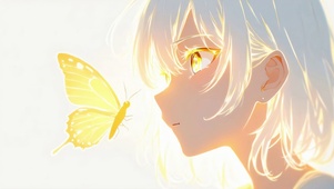 蝴蝶白发少女