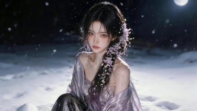 雪景月光女孩