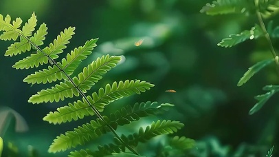 护眼绿景树叶带鱼屏