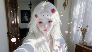 软萌居家白发少女