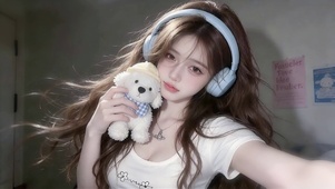 耳机少女的心爱玩偶