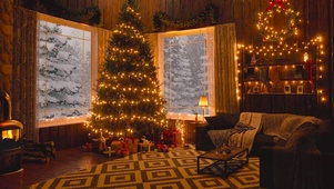 唯美雪天新年圣诞房间