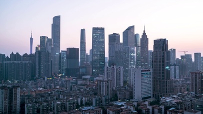 4K 高清 广州珠江新城日转夜