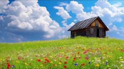 唯美的自然小屋风景