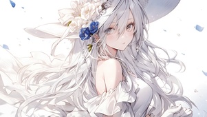 女神蓝色花瓣白色唯美治愈清纯