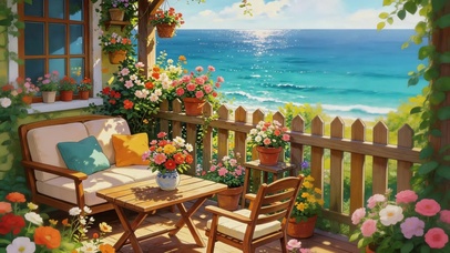 海边鲜花小屋
