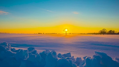 冬日唯美落日雪景