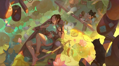 古风休闲庭院少女