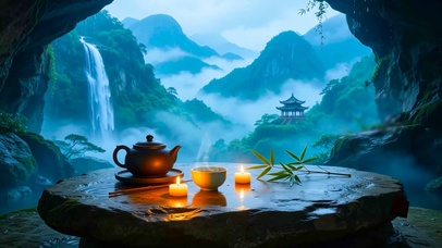 国风山水雨景