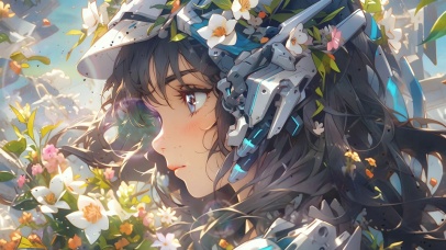 4K 花卉护眼机甲少女
