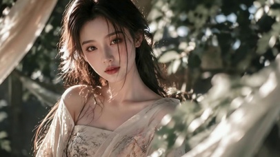 林间柔光气质美女