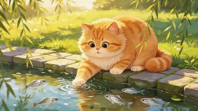 抓鱼的猫咪