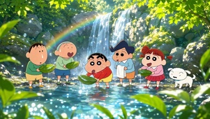 蜡笔小新林间夏日戏水