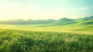 绿色护眼山脉草原花海