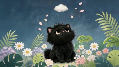 可爱小黑猫