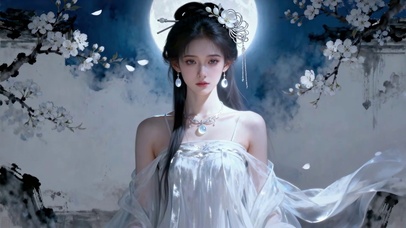 古风月光白发清纯纯欲御姐美人