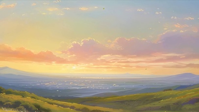 夕阳花草树木带鱼屏