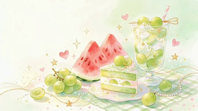 夏日小清新甜品西瓜青提蛋糕