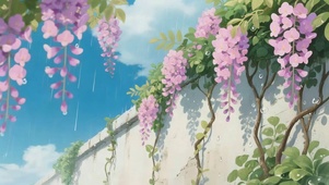 水灵粉红紫藤花儿