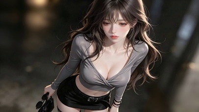 雨夜逛街少女