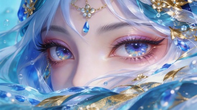 蓝发眼眸少女