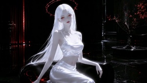 暗黑红环白发冷艳美少女